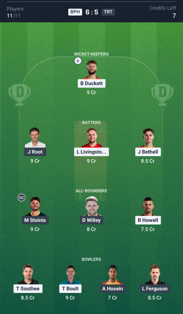 BPH vs TRT Dream11 Prediction Team