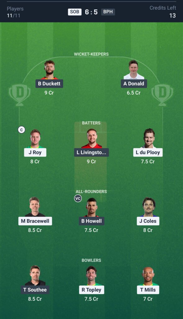 SOB vs BPH Dream11 Prediction Today Match, Dream11 Team Today, Fantasy Cricket Tips, Playing XI, Pitch Report,& Injury Updates- The Hundred Competition 2025, Match 7th, 10 August.