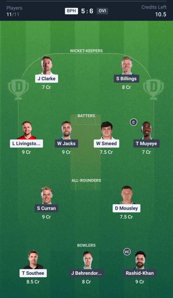 BPH vs OVI Dream11 Prediction Today Match, Dream11 Team Today, Fantasy Cricket Tips, Playing XI, Pitch Report,& Injury Updates- The Hundred Competition 2025, Match 10th,12 August.