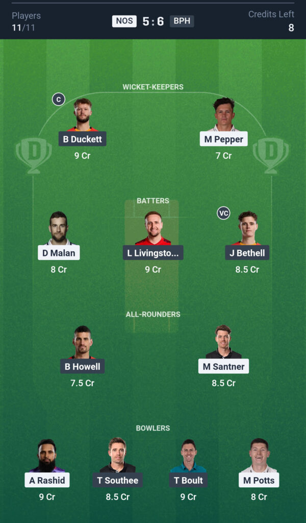 NOS vs BPH Dream11 Prediction Today Match, Dream11 Team Today, Fantasy Cricket Tips, Playing XI, Pitch Report,& Injury Updates- The Hundred Competition 2025, 14th Match,15 August.