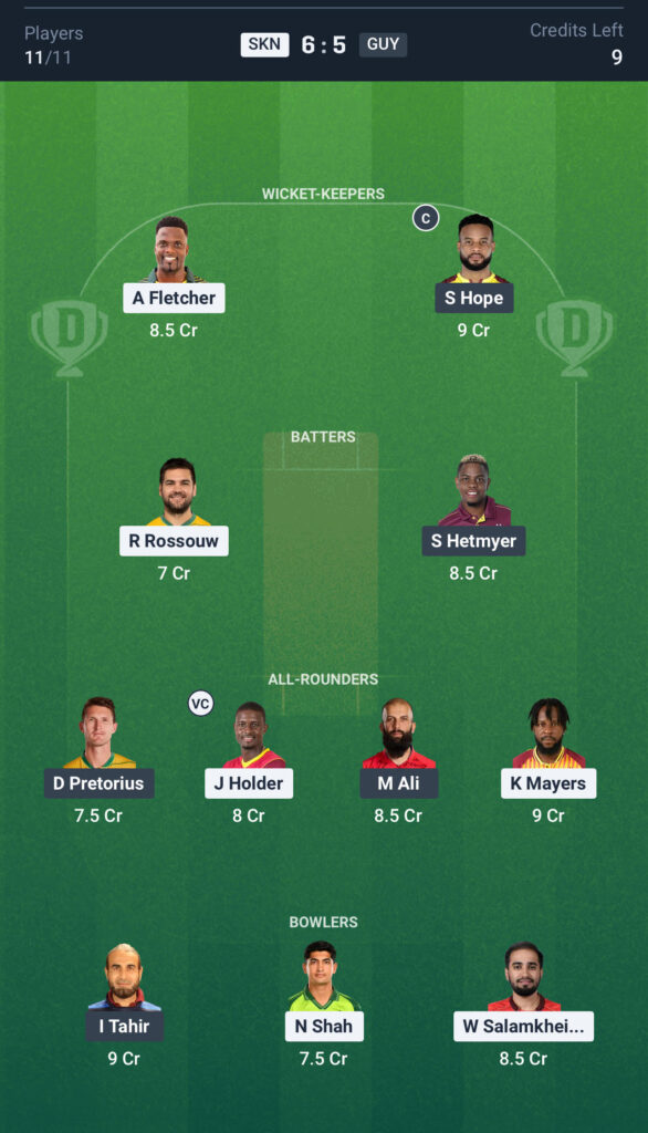 SKN vs GUY Dream11 Prediction Today Match, Dream11 Team Today, Fantasy Cricket Tips, Playing XI, Pitch Report,& Injury Updates-Caribbean Premier League 2025,2nd Match