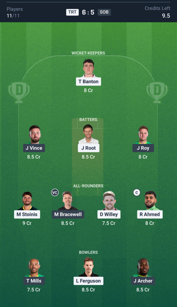 TRT vs SOB Dream11 Prediction Today Match, Dream11 Team Today, Fantasy Cricket Tips, Playing XI, Pitch Report,& Injury Updates- The Hundred Competition 2025, Match 15th,16 August.