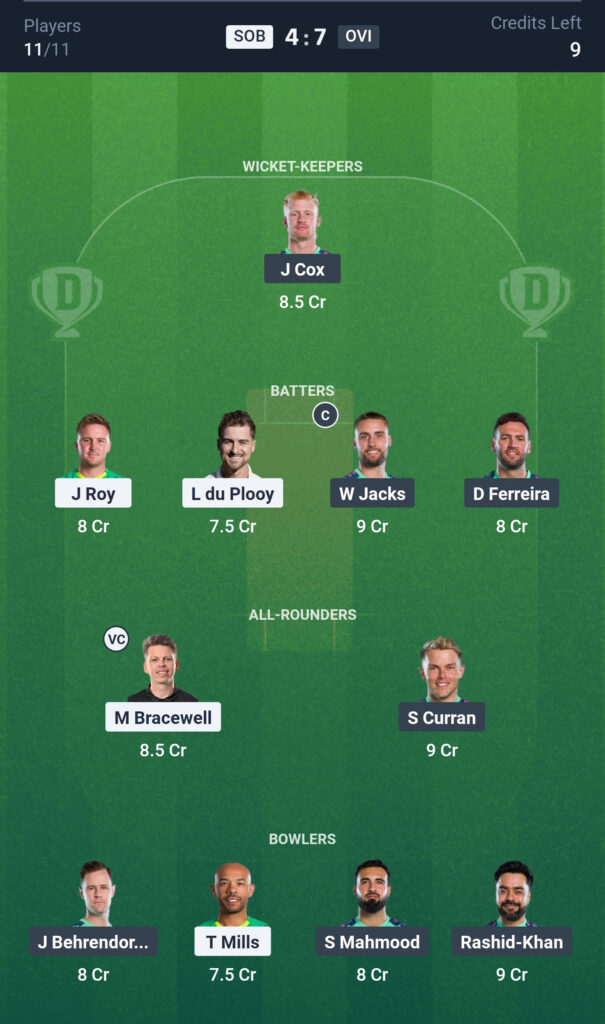 SOB vs OVI Dream11 Prediction Today Match, Dream11 Team Today, Fantasy Cricket Tips, Playing XI, Pitch Report,& Injury Updates- The Hundred Competition 2025,19th match,18 August.