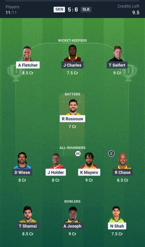 SKN vs SLK Dream11 Prediction Today Match, Dream11 Team Today, Fantasy Cricket Tips, Playing XI, Pitch Report,& Injury Updates-Caribbean Premier League 2025,6th Match