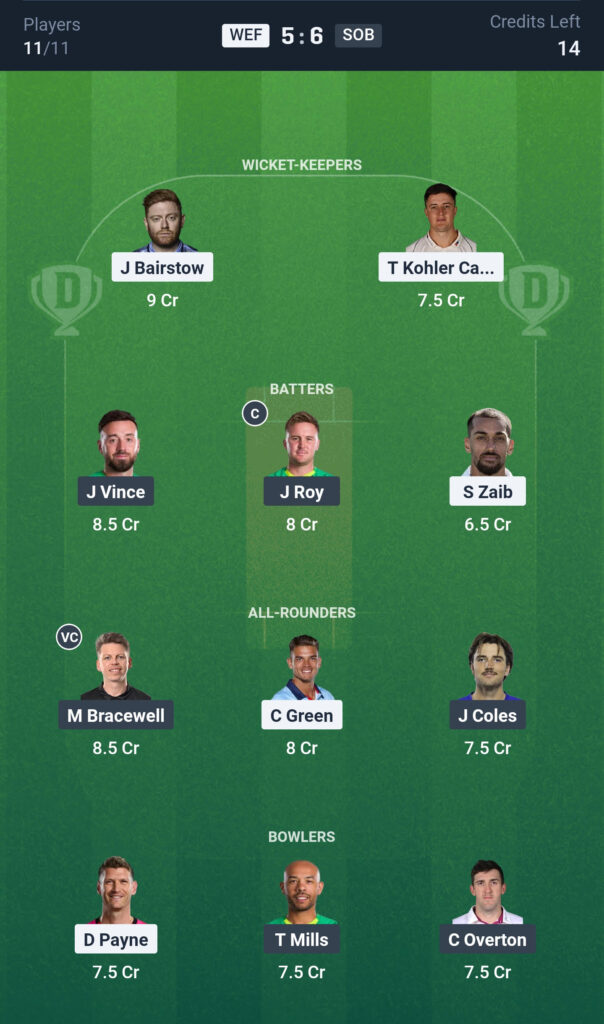 WEF vs SOB Dream11 Prediction Today Match, Dream11 Team Today, Fantasy Cricket Tips, Playing XI, Pitch Report,& Injury Updates- The Hundred Competition 2025, 21st Match,20 August.